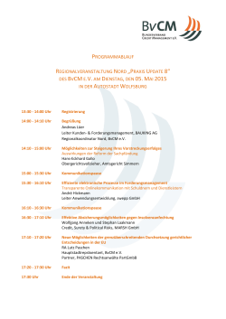 programmablauf regionalveranstaltung nord „praxis update 8“