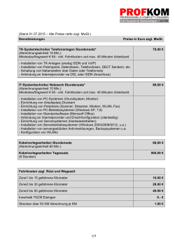 (Stand 01.04.2015 – Alle Preise netto zzgl. MwSt