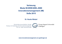 Vorlesung Modul M.WIWI-BWL.0089 Innovationsmanagement (IM) SoSe 2015