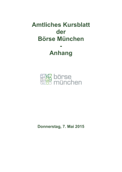 Anhang zum Kursblatt