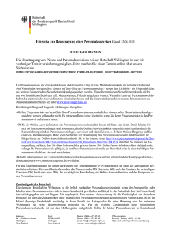 Hinweise zur Beantragung eines Personalausweises (Stand: 12.05