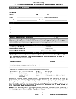 Hotelanmeldung 23. Internationaler Kongress f&uuml;r