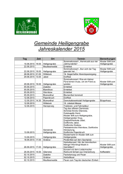 Jahreskalender Heiligengrabe &ndash; Termine und Veranstaltungen 2015