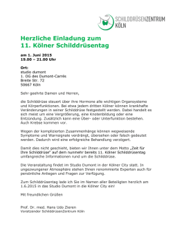 Herzliche Einladung zum 11. K&ouml;lner Schilddr&uuml;sentag