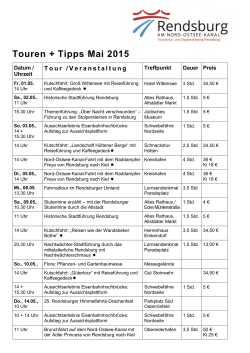 Touren + Tipps Mai 2015 - Tourist-Information Nord-Ostsee