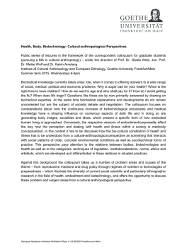 Health, Body, Biotechnology: Cultural