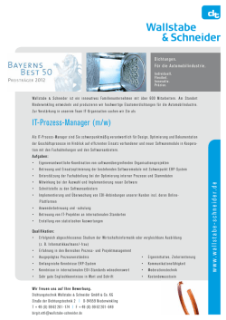 IT-Prozess-Manager (m/w) - Wallstabe & Schneider GmbH & Co KG