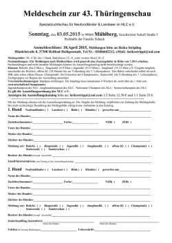 Meldeschein zur 43. Thüringenschau - nlc