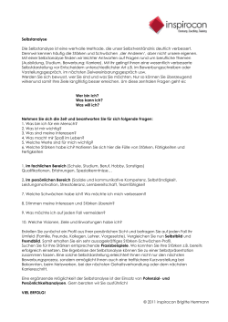 Selbstanalyse Die Selbstanalyse ist eine wertvolle