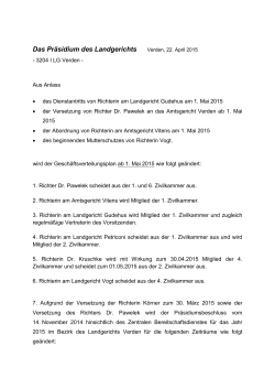 Präsidiumsbeschluss vom 22. April 2015