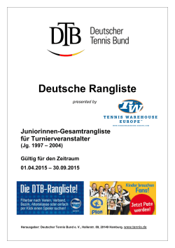 Juniorinnen-Gesamtrangliste für Veranstalter (Alphabetisch)