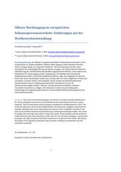 Marktzugang im europäischen Schienenpersonenverkehr