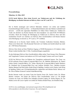Pressemitteilung: München, 16. März 2015 GLNS