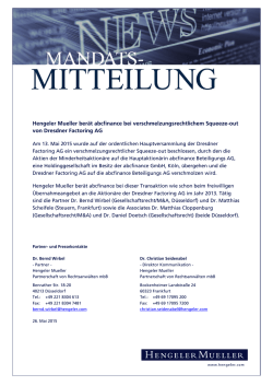 Hengeler Mueller ber&auml;t abcfinance bei verschmelzungsrechtlichem