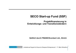 SECO Start-up Fund (SSF)