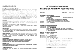 Gottesdienste und Termine der Pfarrei vom 15.03.