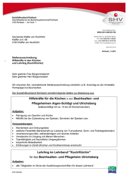 Hilfskr&auml;fte f&uuml;r die K&uuml;chen in den Bezirksalten