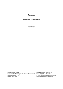 WERNER J. REINARTZ - Department of Retailing and Customer