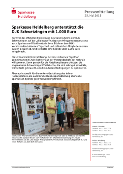 Sparkasse Heidelberg unterstützt die DJK Schwetzingen mit 1.000
