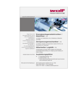 (Job Advertisements)  - Wolf Produktionssysteme GmbH