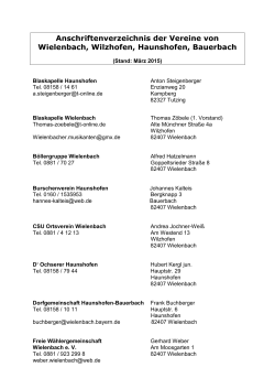 Anschriften der Vereine ab März 2015