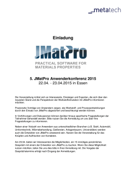 5. JMatPro Anwenderkonferenz - Ingenieurbüro für Schweißsimulation