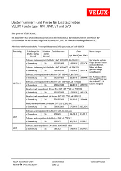 Bestellnummern und Preise für Ersatzscheiben