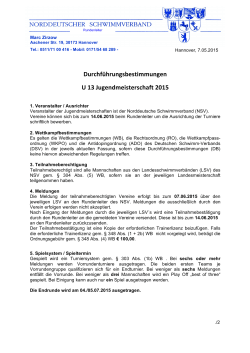 Durchführungsbestimmungen U 13 - 2015