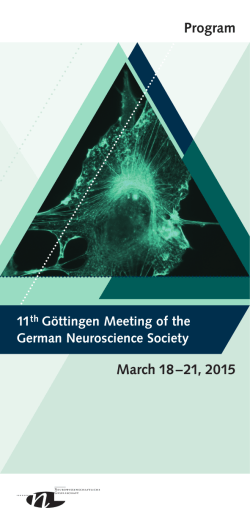 to the Program Booklet - 11th Göttingen Meeting of the