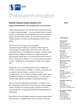 PM Industrie 4.0 vom 28.04.2015. - IHK Initiative Rheinland