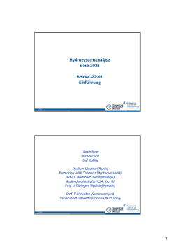 Hydrosystemanalyse SoSe 2015 BHYWI-22-01 Einf&uuml;hrung