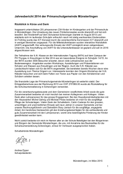 Jahresbericht 2014 - Primarschulgemeinde M&uuml;nsterlingen