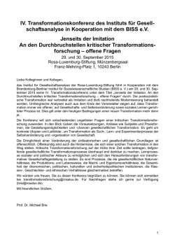 IV Transformationskonferenz des IfG 2015