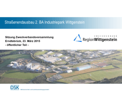 Sachstandsbericht Straßenendausbau Industriepark Wittgenstein
