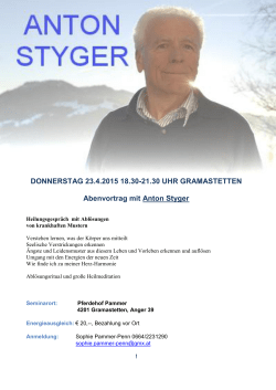 DONNERSTAG 23.4.2015 18.30-21.30 UHR