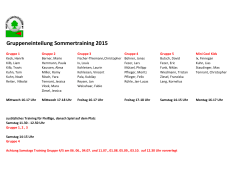 Gruppeneinteilung Sommertraining 2015