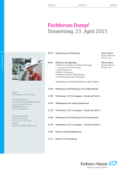 Fachforum Dampf Donnerstag, 23. April 2015