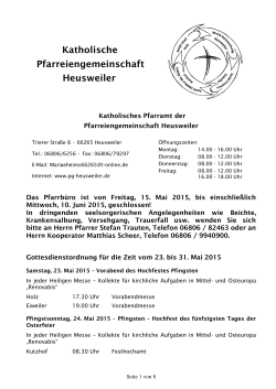 Kirchliche Nachrichten Mai 2015 - Pfarreiengemeinschaft Heusweiler