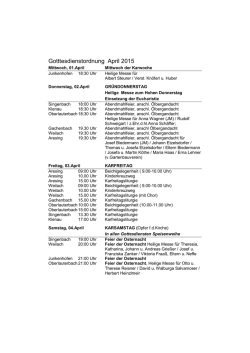 Gotttesdienstordnung April 2015 - Pfarreiengemeinschaft Aresing