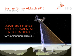 Summer School Alpbach 2006 Programme