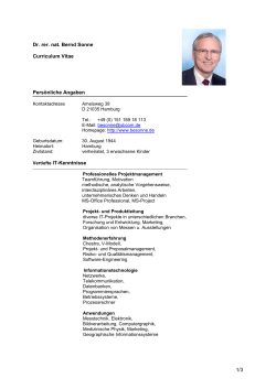 1/3 Dr. rer. nat. Bernd Sonne Curriculum Vitae