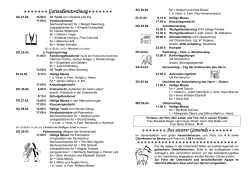 Gottesdienstordnung SA 21.03. 14.00 h Hl. Taufe von Christina Lilly