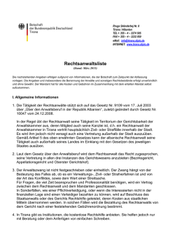 Rechtsanwaltsliste - Deutsche Botschaft Tirana
