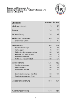 Überblick Satzung und Ordnungen - Stand: 29