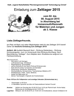 Zeltlager 2015 in Ahornberg (Anmeldung) - jugend