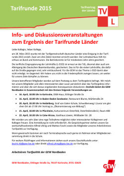 Info- und Diskussionsveranstaltungen zum Ergebnis der Tarifrunde
