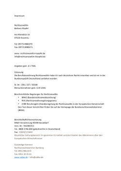 Impressum Rechtsanw&auml;ltin Barbara Kl&uuml;pfel Am Rh&ouml;nblick 10 97618