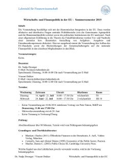 Kurzbeschreibung Wirtschafts- und Finanzpolitik in der EU