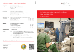 Herbstsymposium Anästhesiologie Fälle und Unfälle