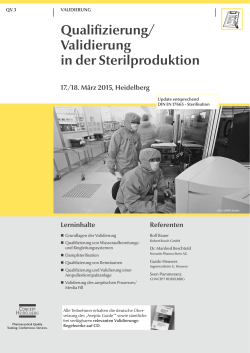 Qualifizierung/ Validierung in der Sterilproduktion - GMP